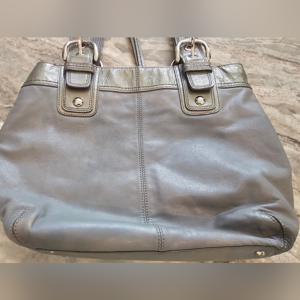 Coach Gray Leather Tote F15045 Shoulder Bag – Full Grain Leather - Picture 8 of 16